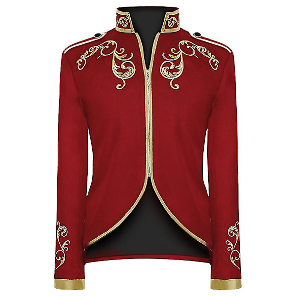 Herr Court Fashion Prins Uniform Guld Broderad Kavaj Red M