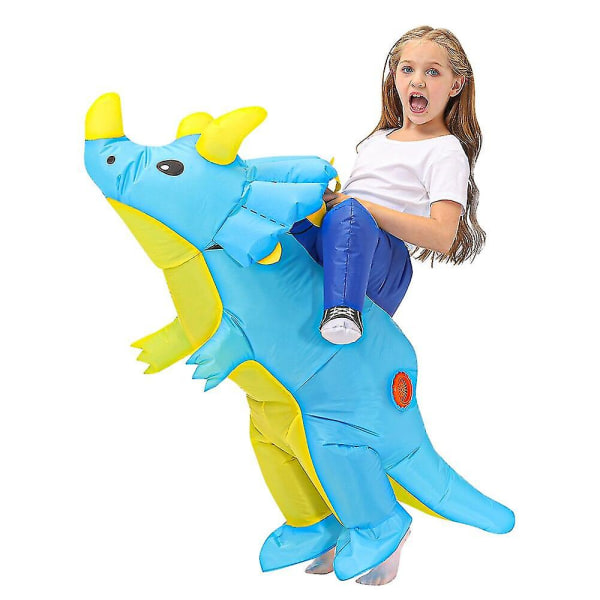 Lasten karnevaalidinosauruksen puhallettava puku pojille tytöille yksisarvinen Halloween-cosplay-mekko joulujuhlapuvut puvut Blue 120-140cm