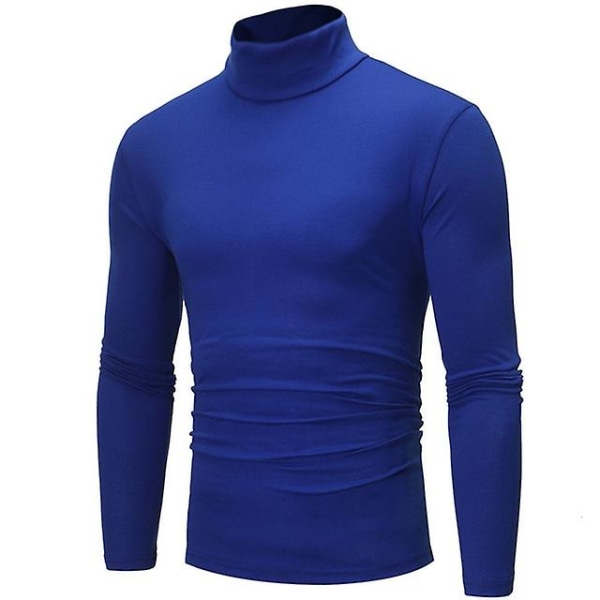 Polo med hög krage för män, enfärgad, smal, elastisk, tunn, pullover, vår, höst, underkläder, polotröja, herrstickad blus, baströja, topp Royal blue 1 L