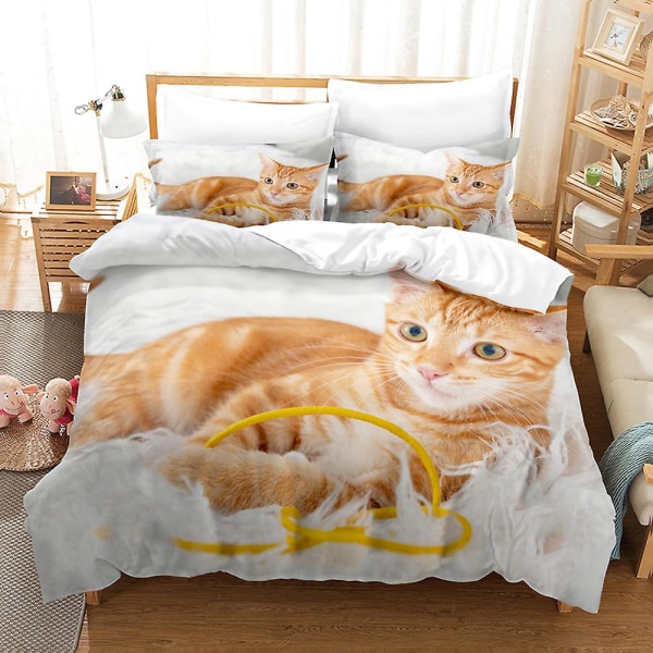 C6 Cat Cover Printed Sängkläder Set Påslakan Quilt Cover Örngott AU QUEEN 210x210cm