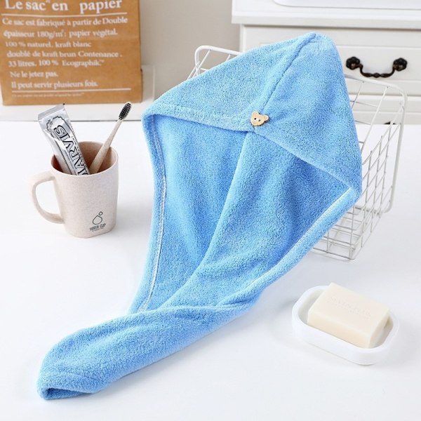Hårhåndklehatt for kvinner, hurtigtørkende mikrofiberhåndklehette, badehodeplagg, solid håndklehette, superabsorberende turbanhårhåndkle blue