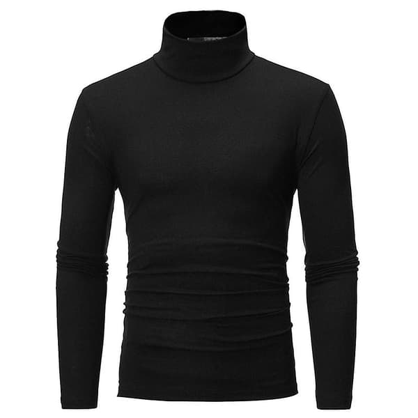 Polo med hög krage för män, enfärgad, smal, elastisk, tunn, pullover, vår, höst, underkläder, polotröja, herrstickad blus, baströja, topp Deep blue 2 M