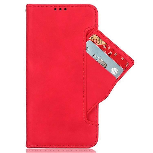 Kompatibel med HTC U23 Pro 5G Mobiltelefoncover med Flere Kortpladser PU Læder Etui med Stativpung Red