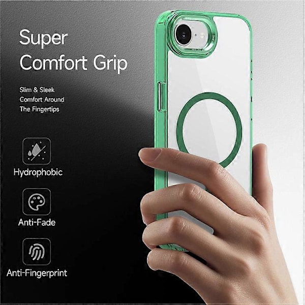 Kompatibelt deksel for iPhone 16e TPU+PC Transparent Magnetisk Telefondeksel Green