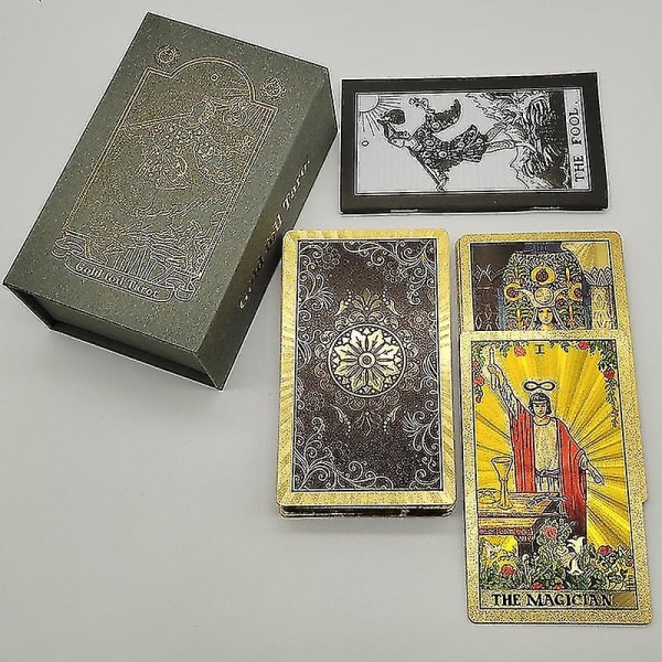 Klassiska guldfolie vattentäta tarotkort med megnet box som specialgåva Magician gold