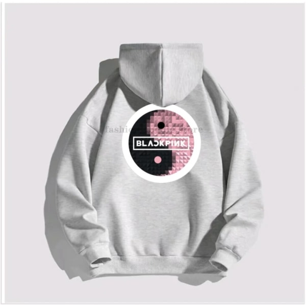 Svart ROSA hettegenser Herre Dame Bomullsgenser Trykk Tai Chi Tide Brand Hette Blomst Korea Streetwear Fleece Uformelle løse klær 1 M