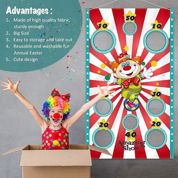 2025 Lämplig Karneval Clown Toss Spel Banner med Bönpåsar för Barn och Vuxna i Karnevalsfestaktiviteter
