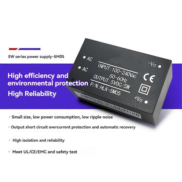 5 STK AC-DC Strømforsyningsmodul AC DC Konverter 220V til 5V Intelligent Switching Modul HLK-5M05