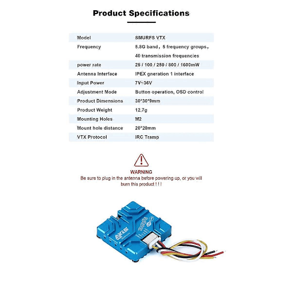 Til VTX 5.8G 1.6W VTX 40CH 1600mW FPV Videosender til FPV RC Drone DIY Del