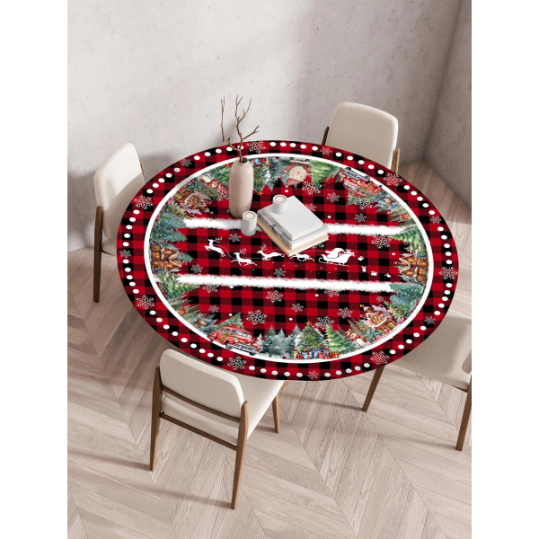 Juledug Elgklokke Blomster Røde Bær Xmas Dug Snefnug Julemand Dekorativ til sommerhusfest bryllup Style 1 Suitable 90cm table