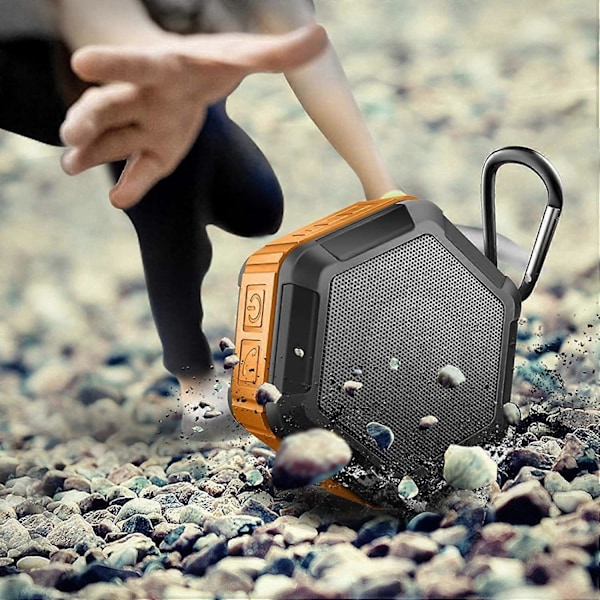 Bärbar Mini Högtalare - Bluetooth Duschhögtalare med Krok - Vattentät Bluetooth Högtalare 12H Speltid för Strand, Pool, Hem, Fest, Orange