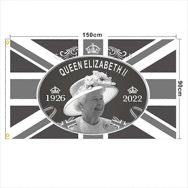 Hennes Majestets Flagg, minnemarkering av Dronningen av Storbritannia Flagg, 1926-2022 Dronningbanner, Enkeltsidig Trykt Fargeekte, For Utendørs Innendørs Bruk 3