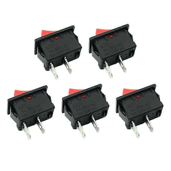 5 STK. På-Av KCD11 2Pin 2P Svart Bil Vippebryter 3A 250V 6A 125V AC Knapp KCD1-11 10X15 10X15 KCD117