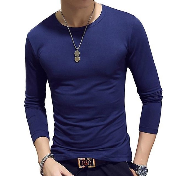 Polo med hög krage för män, enfärgad, smal, elastisk, tunn, pullover, vår, höst, underkläder, polotröja, herrstickad blus, baströja, topp Deep blue 3 XL