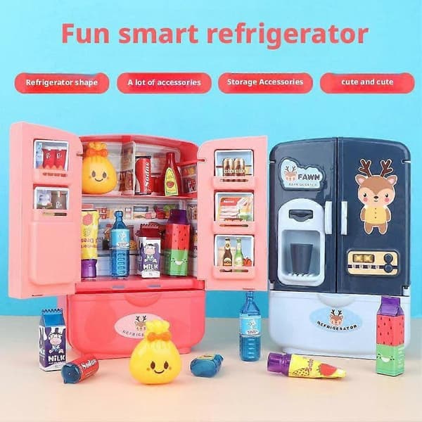 Simulated Refrigerator, Kitchen Toy, Fun Puzzle Toy Rosa