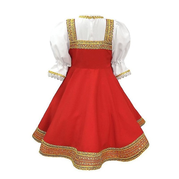 Russisk dansepige kostume Rød Sarafan Folk Fancy Dress Børn Russisk traditionelt tøj M 115-130cm