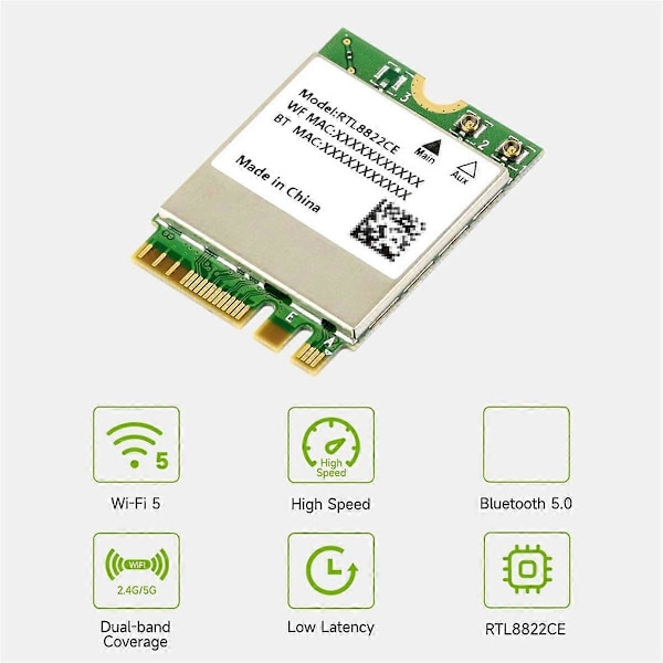 RTL8822CE Trådløst Nettverkskort Dual-Band 2.4G/5G M.2 A/E Key WiFi-kort Bluetooth 5.0 Støtte for Laptop
