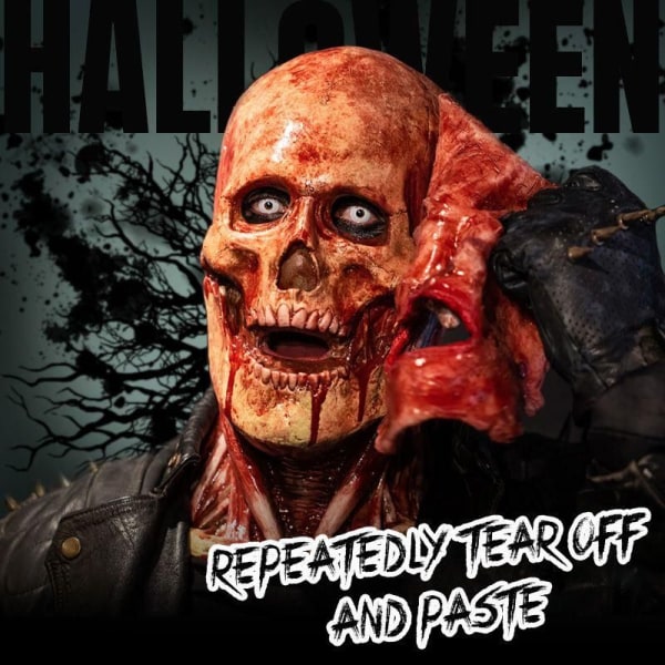 Halloween Dubbellager Trasig Mask Blodig Skräck Skelett Skräck Cosplay Party Mask Mascara Halloween Dekoration E