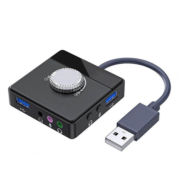 USB Eksternt Lydkort 3.5mm Jack Volumjusterbar Nettbrett Datamaskin Mikrofon Telefon Ekstern Stereo Lydadapter