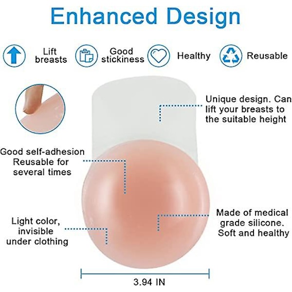 Diameter 10 cm, Blommeformet+rund form, Medium Størrelse Silikone Brystvorter Usynlige Nipple Patches Til BH'er