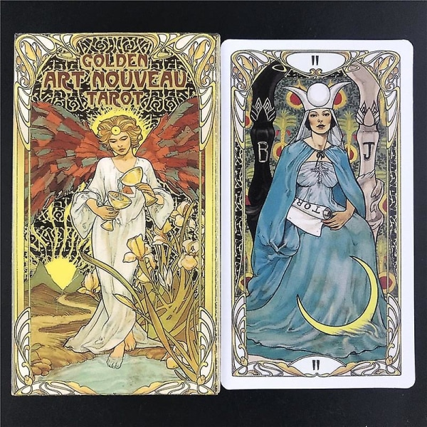 Gylden art nouveau tarot tarotkort brætspil kort engelsk spådom tarot ferie familie gave fest spillekort 78pcs tt59