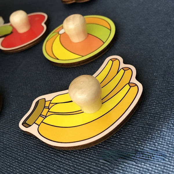 3D-pussel Träleksaker Barns Handskrapbräda för 1 2 3 År Baby Montessori Tidig Utbildning Frukt Kognitiv Pusselleksak 2