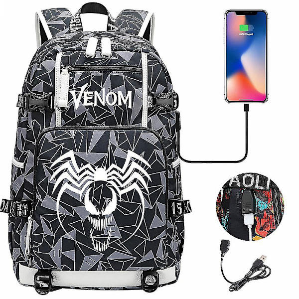 Venom Fashion Tryckt Usb Ungdoms Skolväska (2-117) Color-6