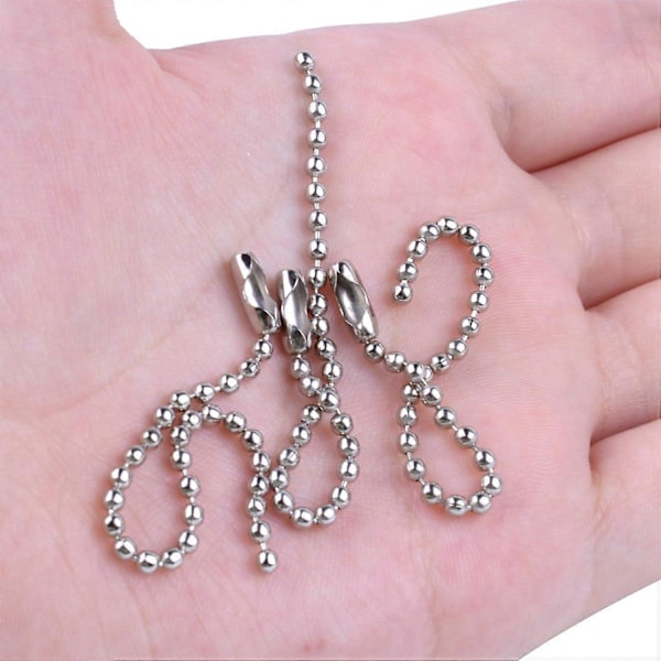 150 stk. 100 mm Lange Kulekjede Koblinger Lås 2,4 mm Diameter Kjeder Nøkkelring Tag Nøkkel