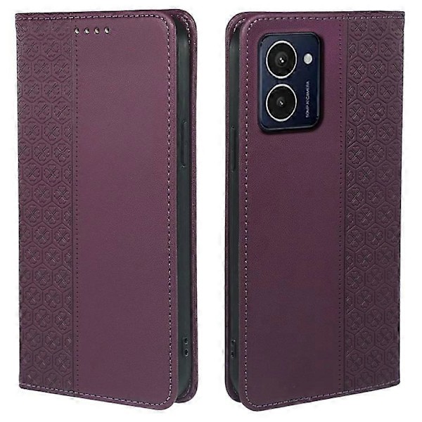 Kompatibelt för HMD Pulse / Pulse+ Fodral Plånbok Läder Telefonskal Lyckoklöver Prägling DarkPurple