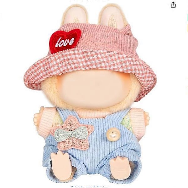 Tøj til Labubu (INGEN Dukke) - Udsøgt Luksus Designer Tilbehør Tøj til Labubu Egnet til Labubu 17 Cm Dukke (Pink+Blå)