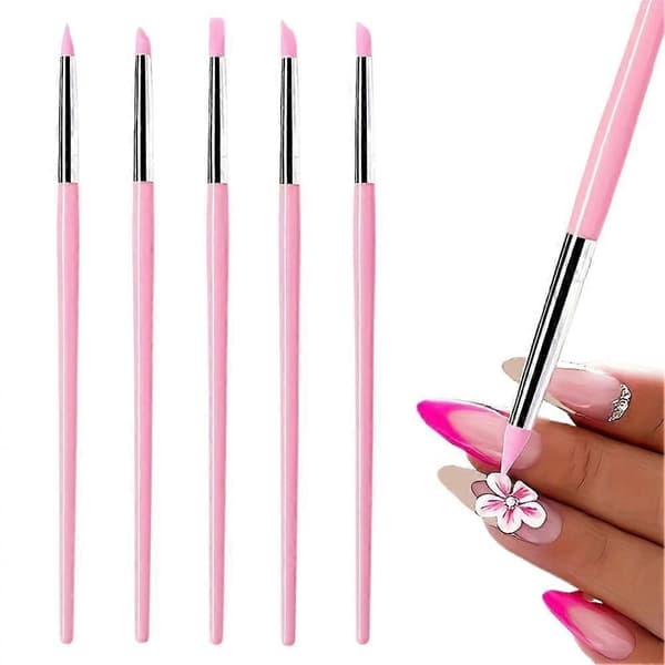 5 st/set Silikon Nagelborste UV Gel Polish Tip 3D Bild DIY Dotting Polish White