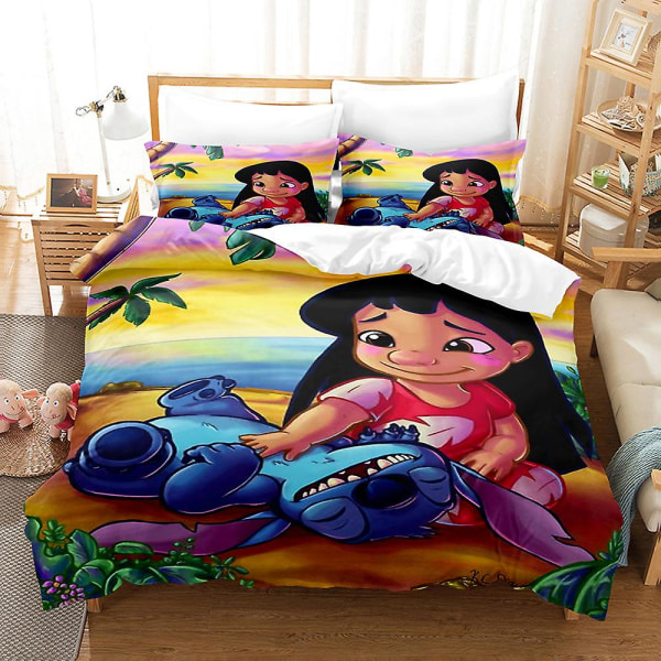 Sti06 Stitch 3D-printet Sengesett Dynetrekk Dynetrekk Putetrekk Barnegave US TWIN 173x218cm