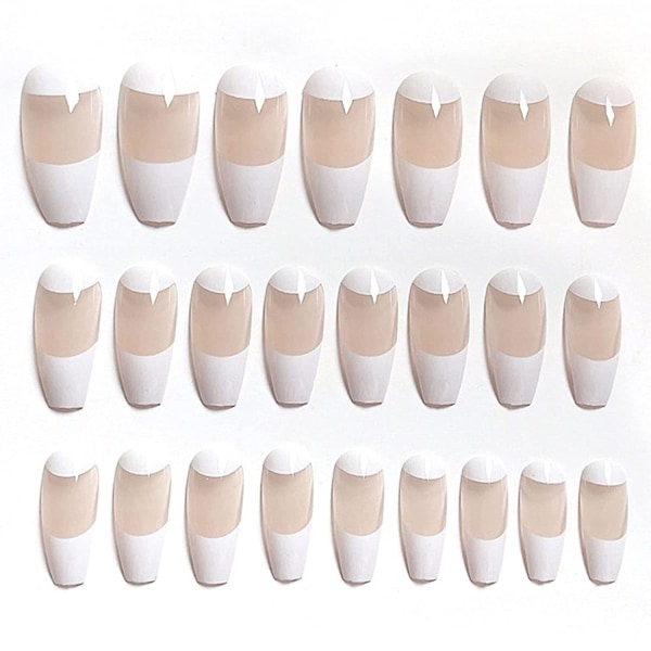 Franske Kiste Løsnegler for Kvinner Glossycover Falske Negler Ballerina Neglekunst DIY Akryl Falske Negltipper Lim Negler 24 stk