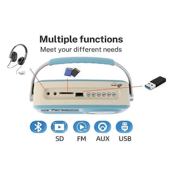 HFES Retro Bluetooth Radio FM USB SD AUX Multifunktionel til Hjemmekontor