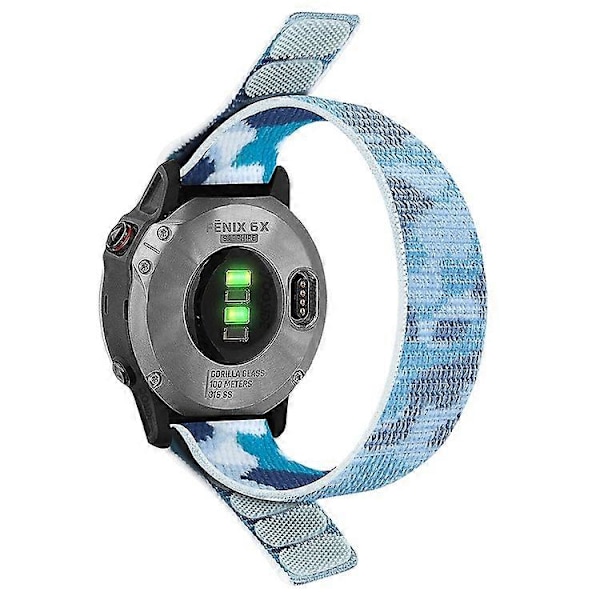 Kompatibel med Garmin Tactix 7 Pro / Fenix 7X / 6X Pro Erstatning Nylon Klokkereim 26mm Justerbar Borrelås Armbåndsrem Blue
