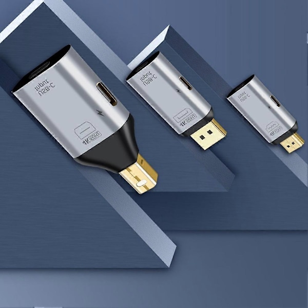USB C Adapter Typ-C Hona till -Kompatibel DP MiniDP Hane Adapter HD Video 4K@60Hz (MINI DP-Kompatibel)