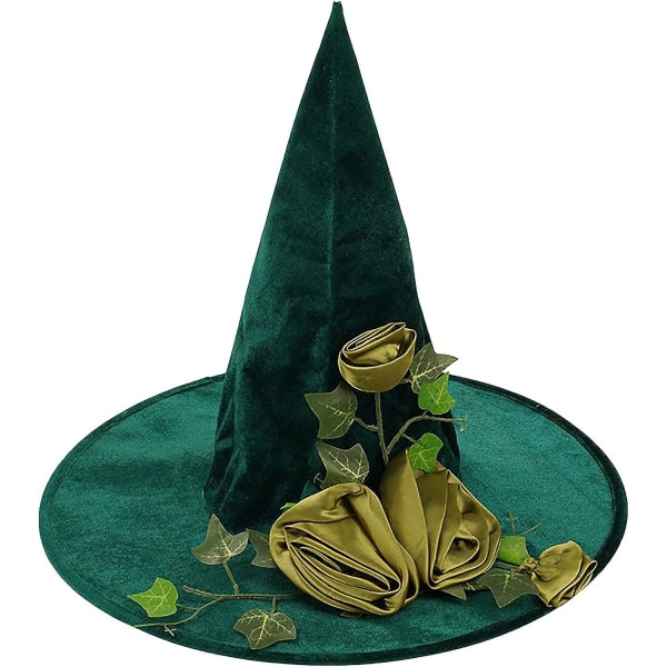 Grön trollkarlhatt med rosenblomma: Förtrollande magic cap