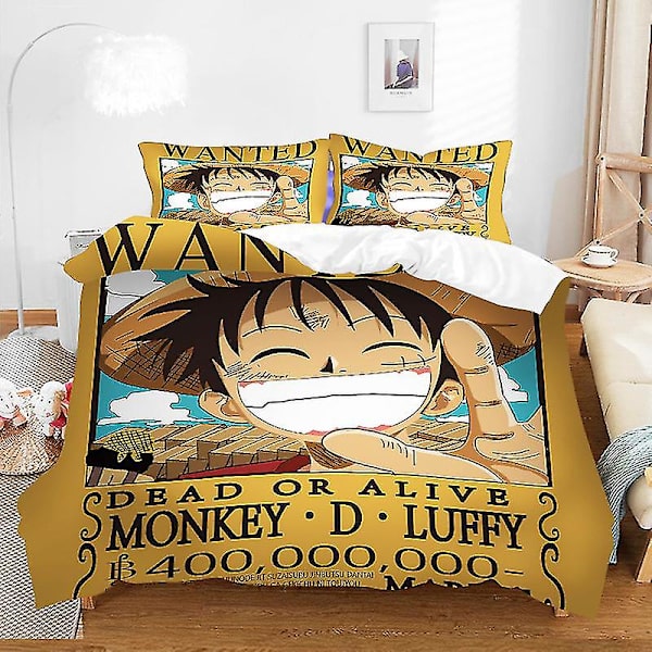 One Piece Luffy Sandblåst Dynetrekksett i tre deler Q E 140*210two-piecesuit