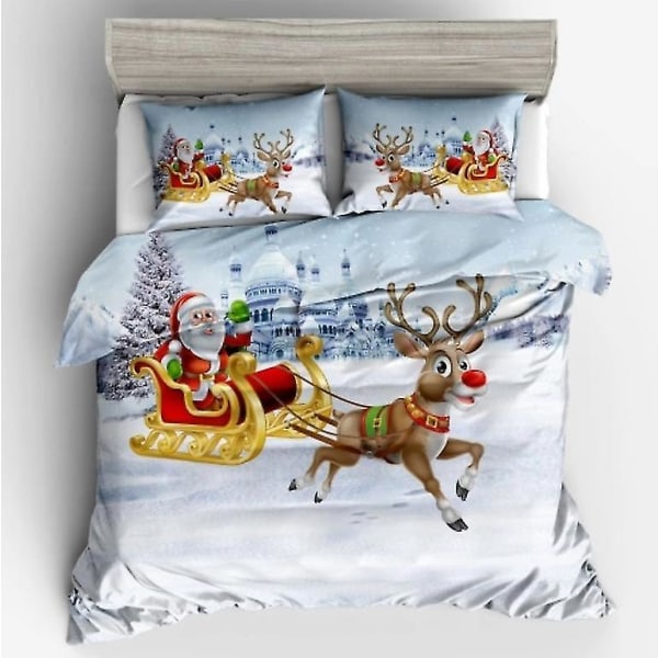 Lbq-3st cover jul stil 3d snögubbe printed mönster cover sängkläder 1
