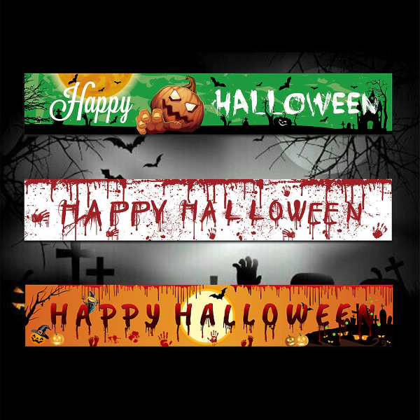 Senaste Halloween Banner Bakgrund Glad Halloween Dekoration För Hem Bloody Bat Pumpkin Ghost Print Banner Halloween Suppiles banner1