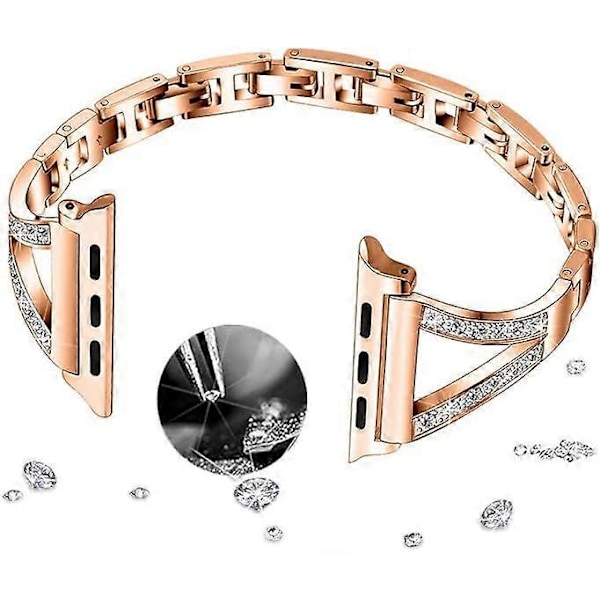 38mm 40mm 41mm Smyckesklockarmband för IWatch SE(GEN 1 2 3) Armband Serie 9 8 7 6 5 4 3 2 1 Kvinnor Kristall Diamantarmband