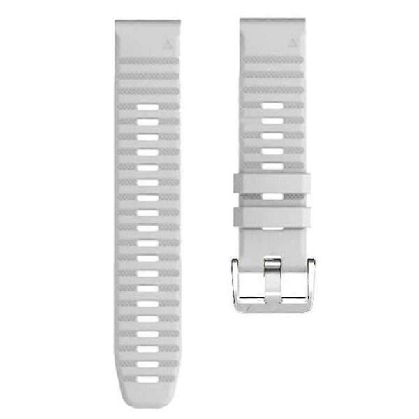 Kompatibel med Garmin Tactix 7 Pro / Fenix 7X / Fenix 6X Pro 26mm Klockarmband Silikonarmband med Stål Silver Spänne White