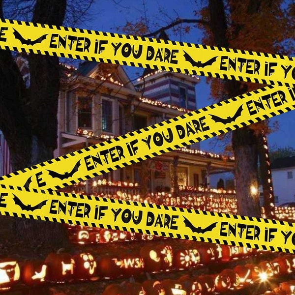 Halloween Varseltape Skilt Banner Halloween Rekvisitter Vindusrekvisitt Fest Fare Varsellinje Halloween Festdekorasjonsutstyr C 7.6x915cm