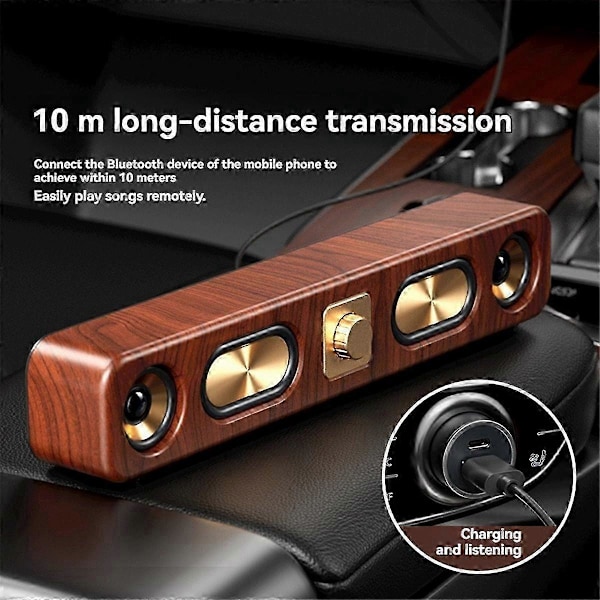 Træ Bluetooth Højttalere Bærbar Soundbar HiFi Stereo Kort Hjemmecomputer Desktop Trådløs Lyd FM Radio Subwoofer