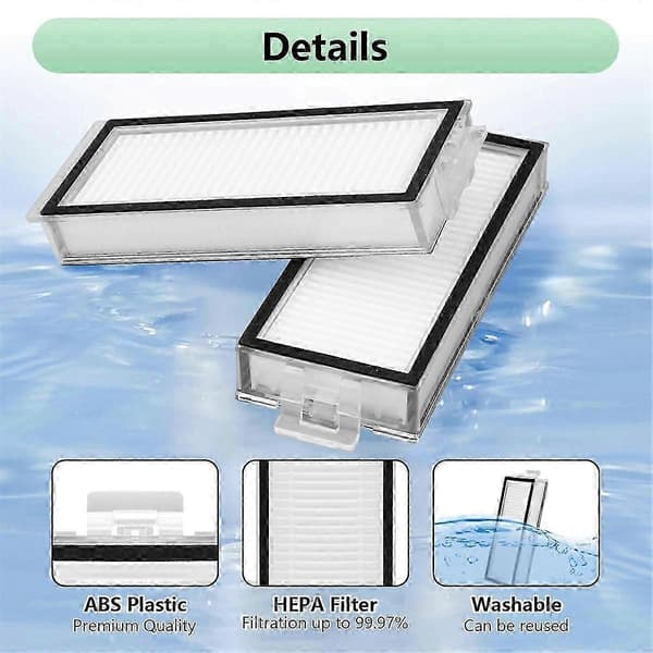 4-pak Vaskbart Filter til , +, Max, Max+, Q5 Pro, Q5 Pro+, Q8 Max, Q8 Max+ Robotstøvsuger HEPA Filter