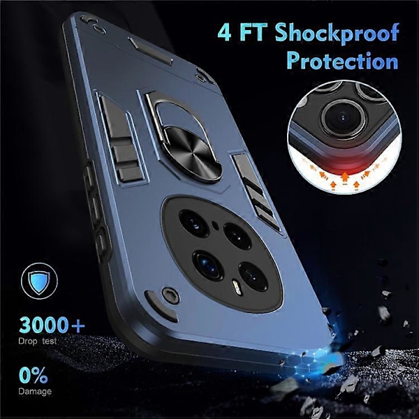 Kompatibelt Skal för Honor Magic7 Pro 5G PC+TPU Stöttåligt Telefonskal med Ringstativ Blue