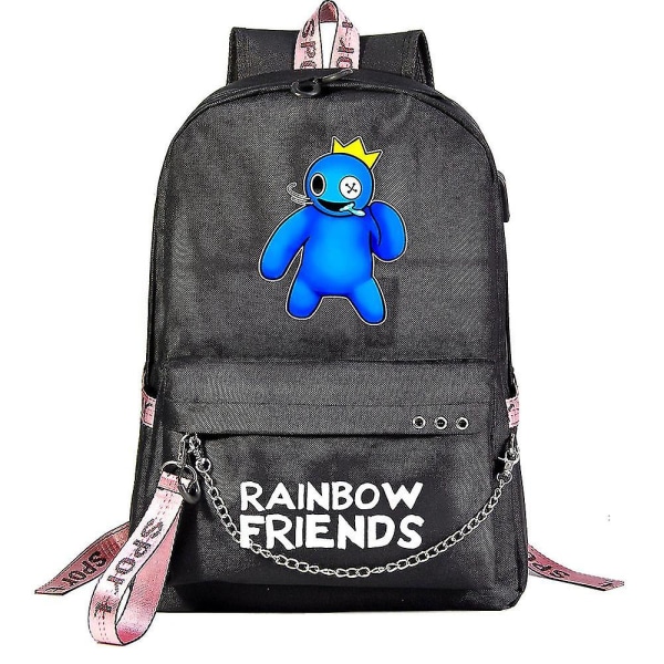 Rainbow Friend muoti rautaketju Oxford kangaskassi koululaukku vedenpitävä opiskelija koululaukku kulutusta kestävä blcak
