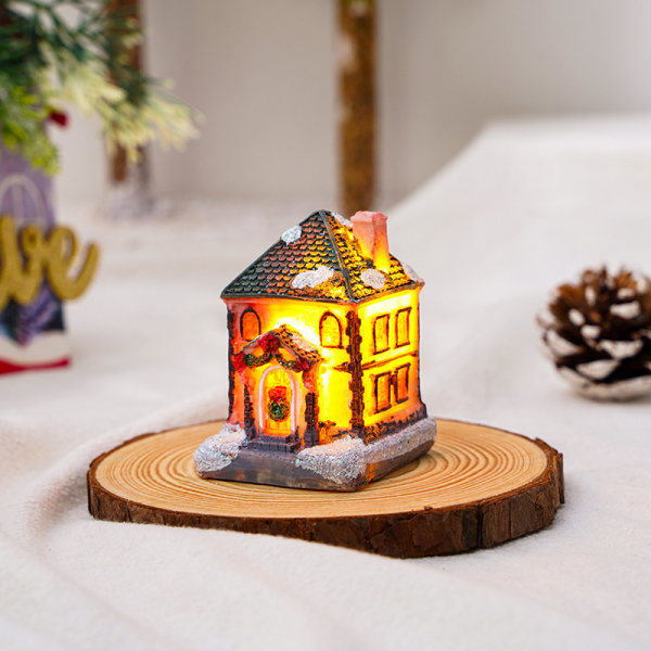 Juldekorationer harts Jul litet hus mikrolandskap lysande snöhus ornament julklappar style 1