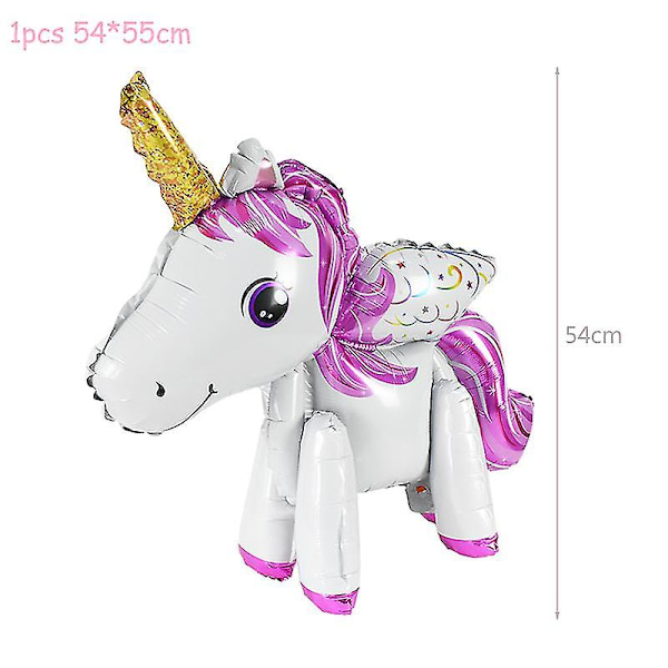 Regnbågsenhörning Ballong Sifferfolie Globos Barn Flicka 1:a Enhörningsfödelsedagsfest Unicorn-C