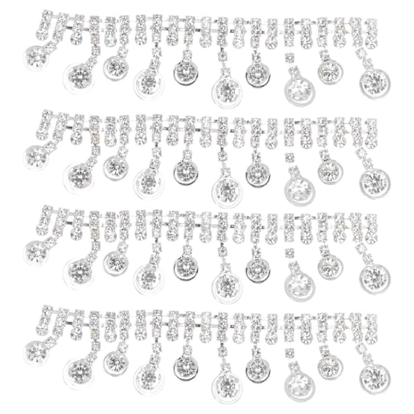 4 stk Krystal Klo-Kæde Trimning Frynser Simuleret Diamant Kæde til Syning Håndværk DIY Dekoration Dobbelt Loop Krystal Klo Kæde